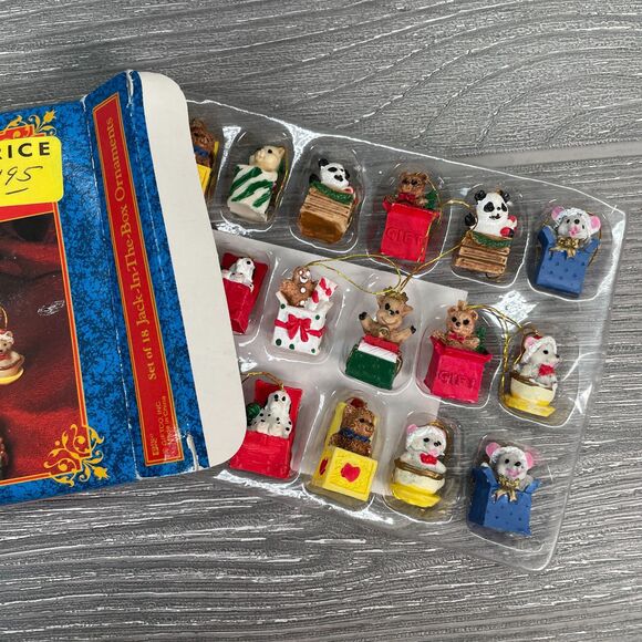 Vintage Giftco Jack In The Box Miniature Mini Christmas Ornaments Set Of 18 NEW - Picture 4 of 12